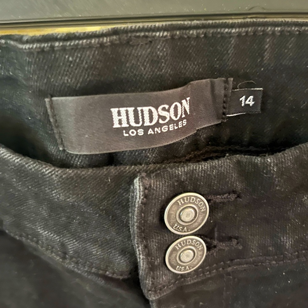 HUDSON Women’s Midrise Straight Jean Pitch Black size 14